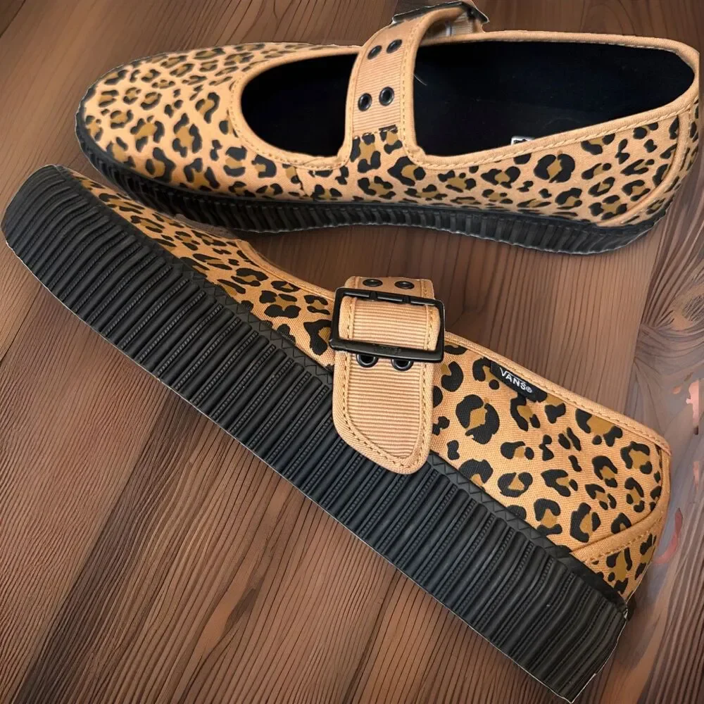 Vans Mary Jane Creeper Leopard Print Shoes Men/12 W/14 Grunge Core Punk Rare